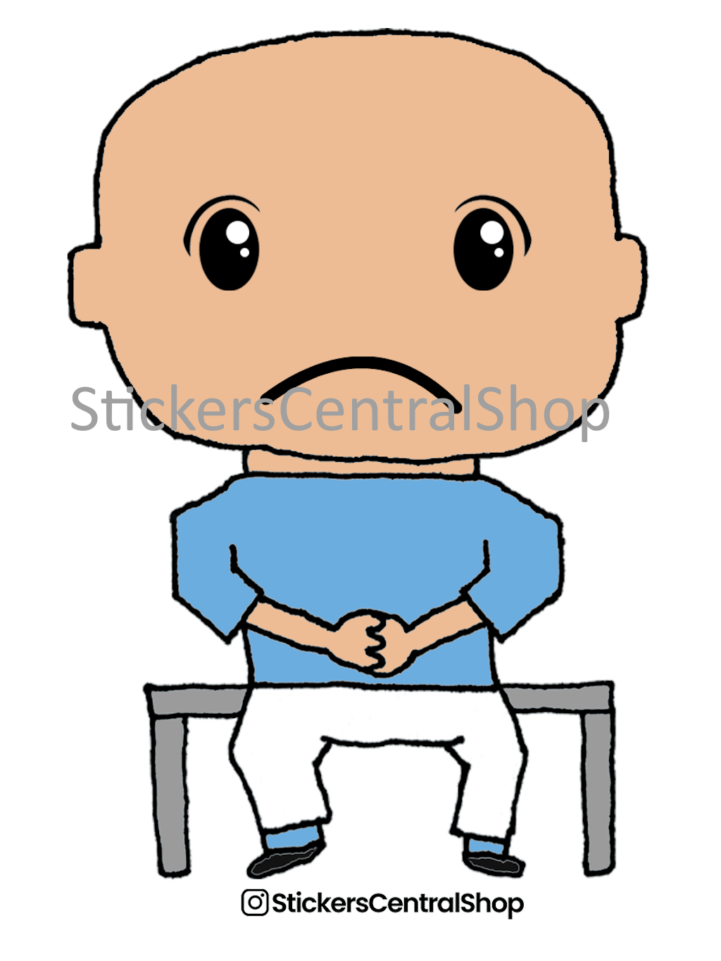 Benchwarmer Soccer Player Sticker, light blue and white