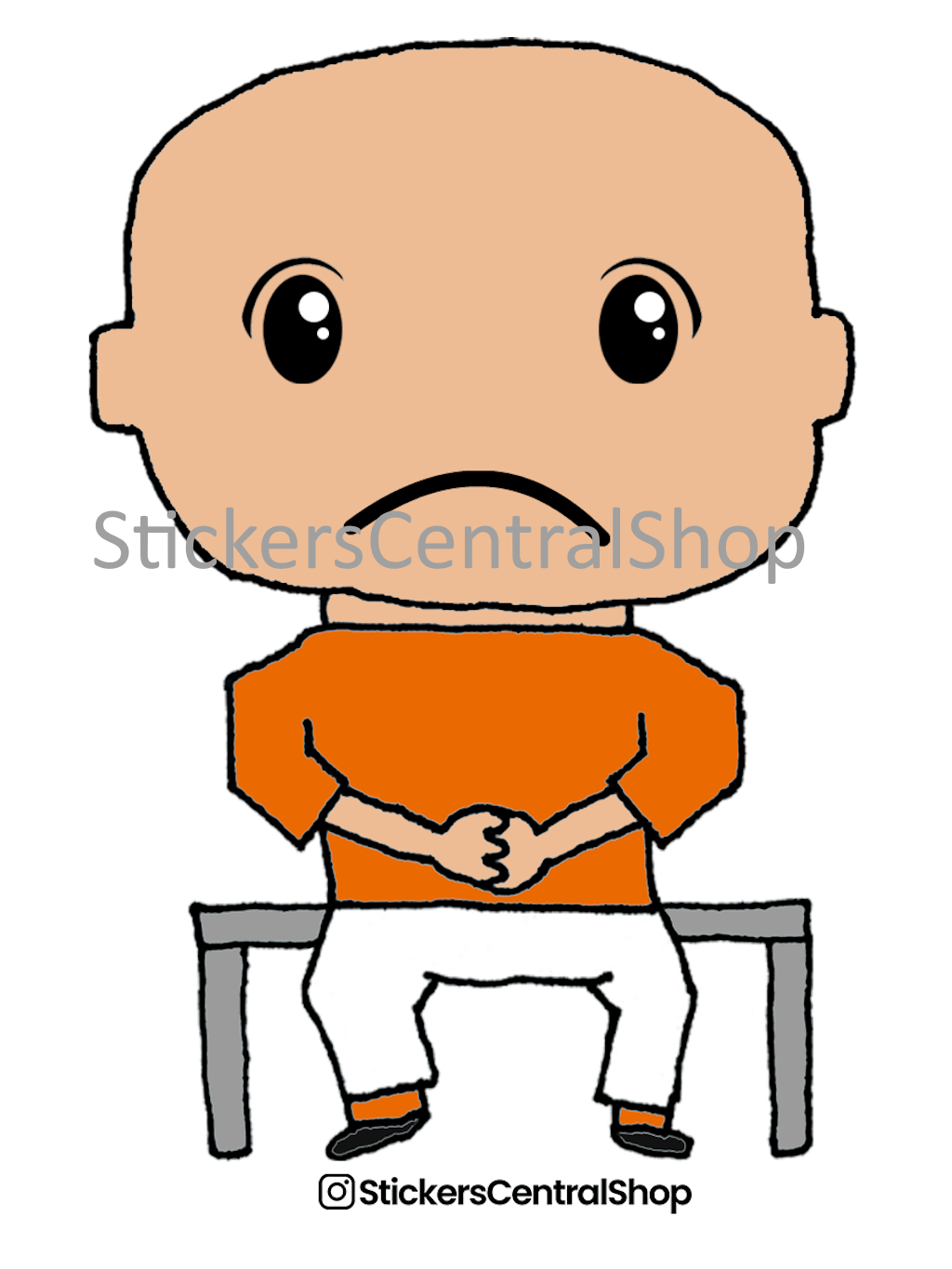 Benchwarmer Soccer Player Sticker, orange and white