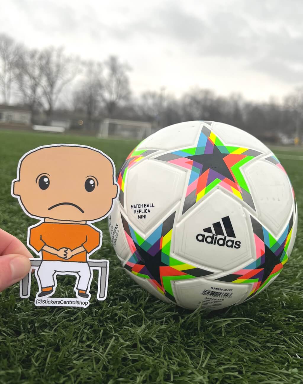 Netherlands Benchwarmer Soccer Player Sticker, orange and white