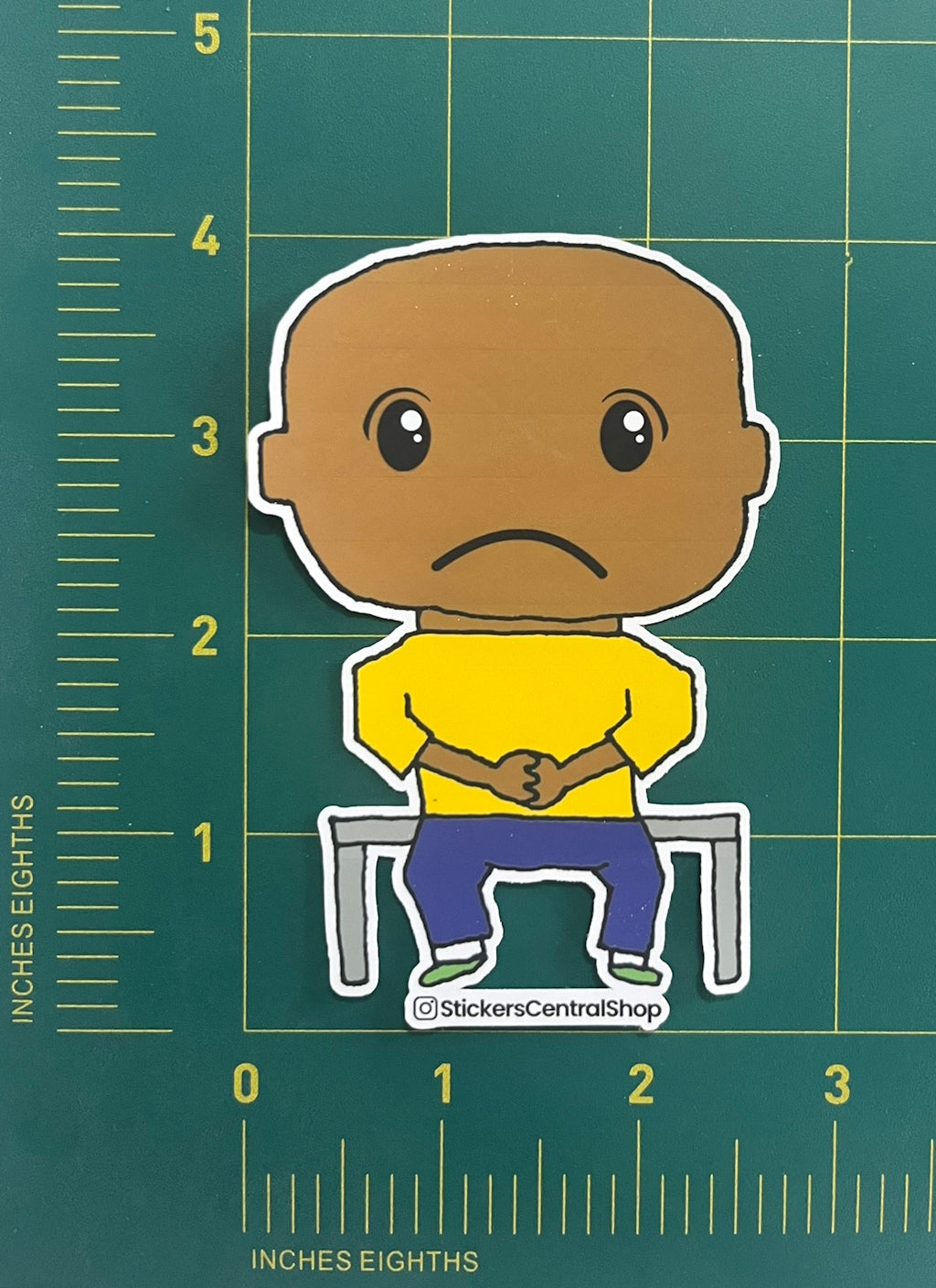 Benchwarmer Soccer Player Sticker, yellow and blue