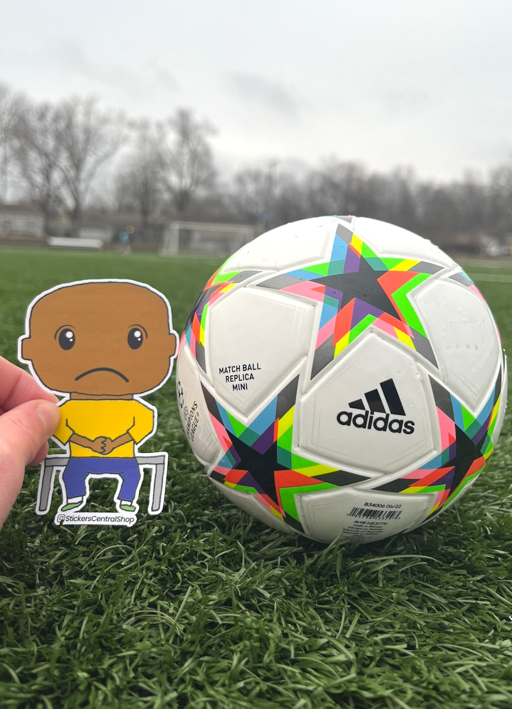 Benchwarmer Soccer Player Sticker, yellow and blue