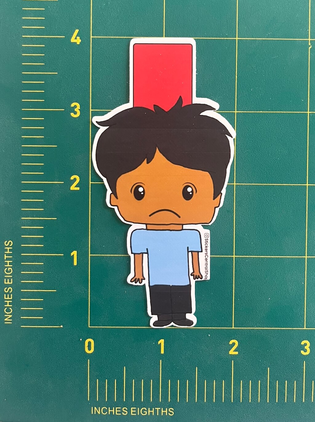Uruguay Red Card Soccer Player Sticker, light blue and black