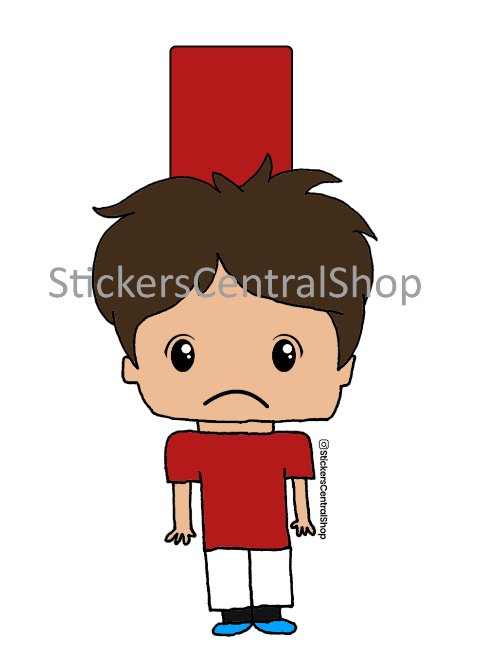 Red Card Soccer Player Sticker, red and white