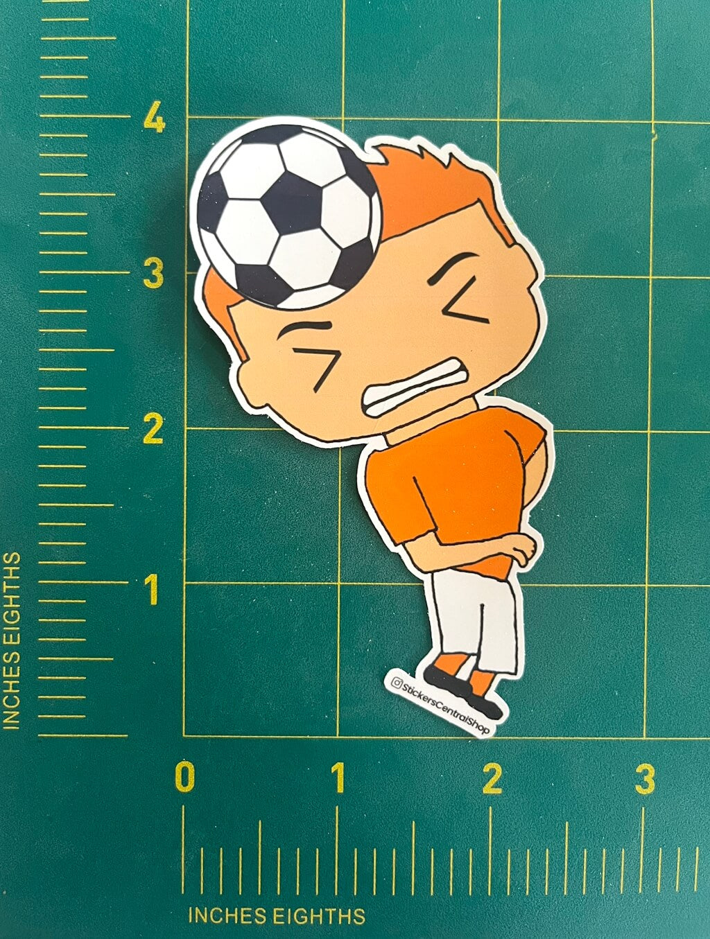 Netherlands Header Soccer Player Sticker, orange and white