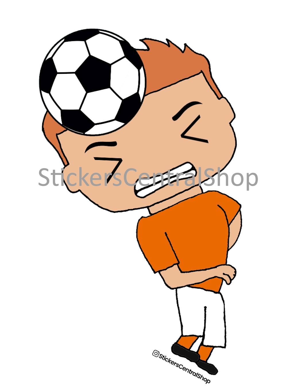 Netherlands Header Soccer Player Sticker, orange and white
