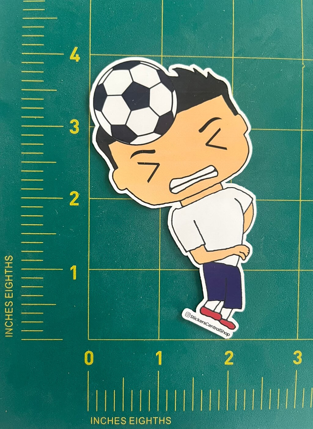 Tottenham Hotspur Header Soccer Player Sticker, white with blue
