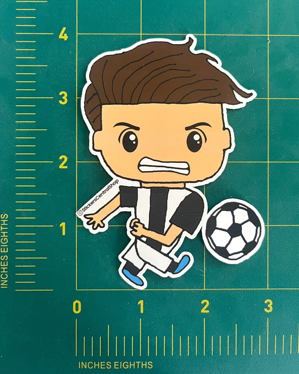 Juventus Shooting Soccer Player Sticker, black with white