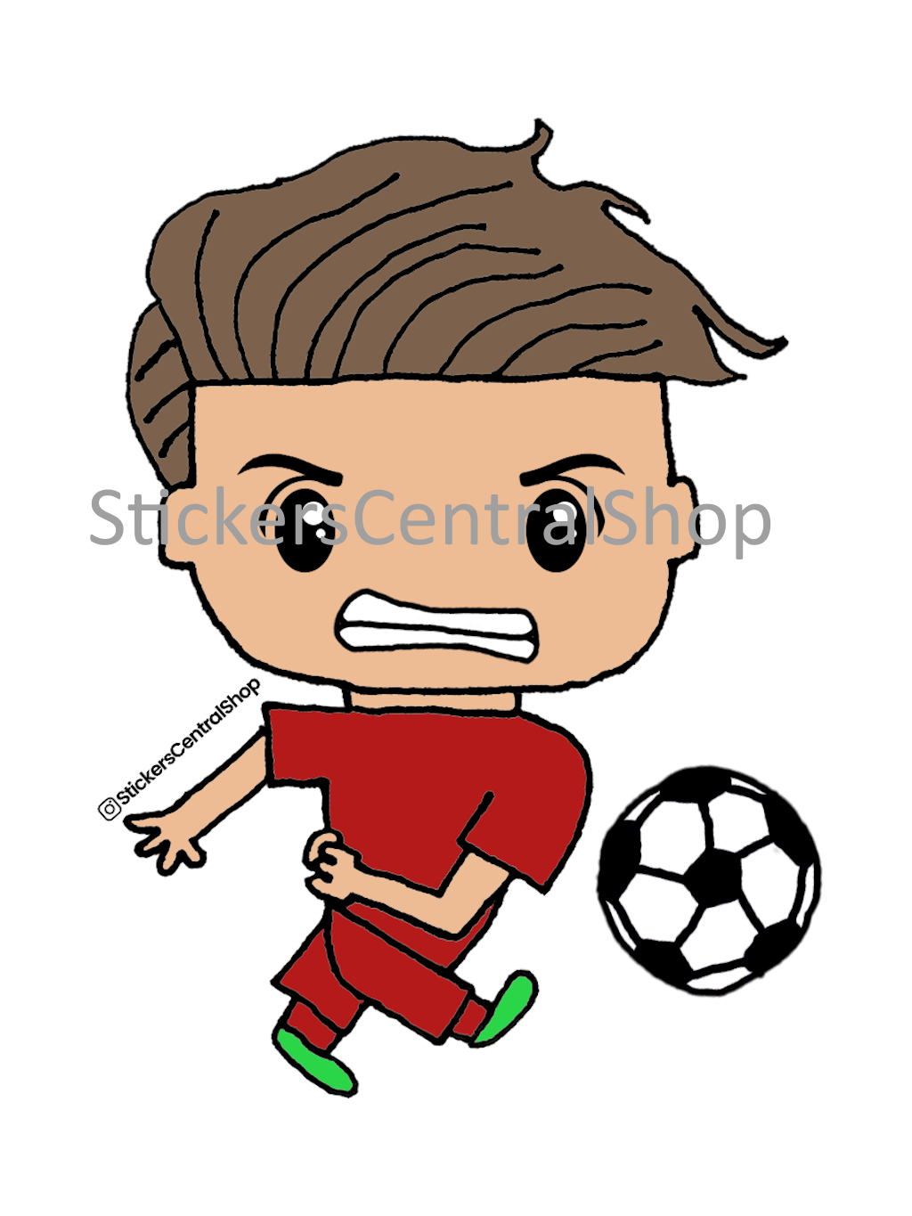Shooting Soccer Player Sticker, red