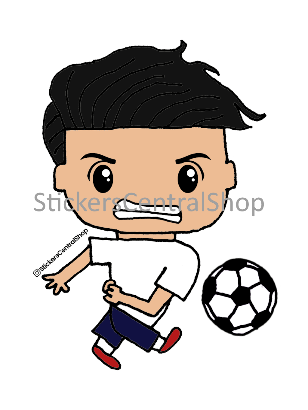Tottenham Hotspur Shooting Soccer Player Sticker, white with blue