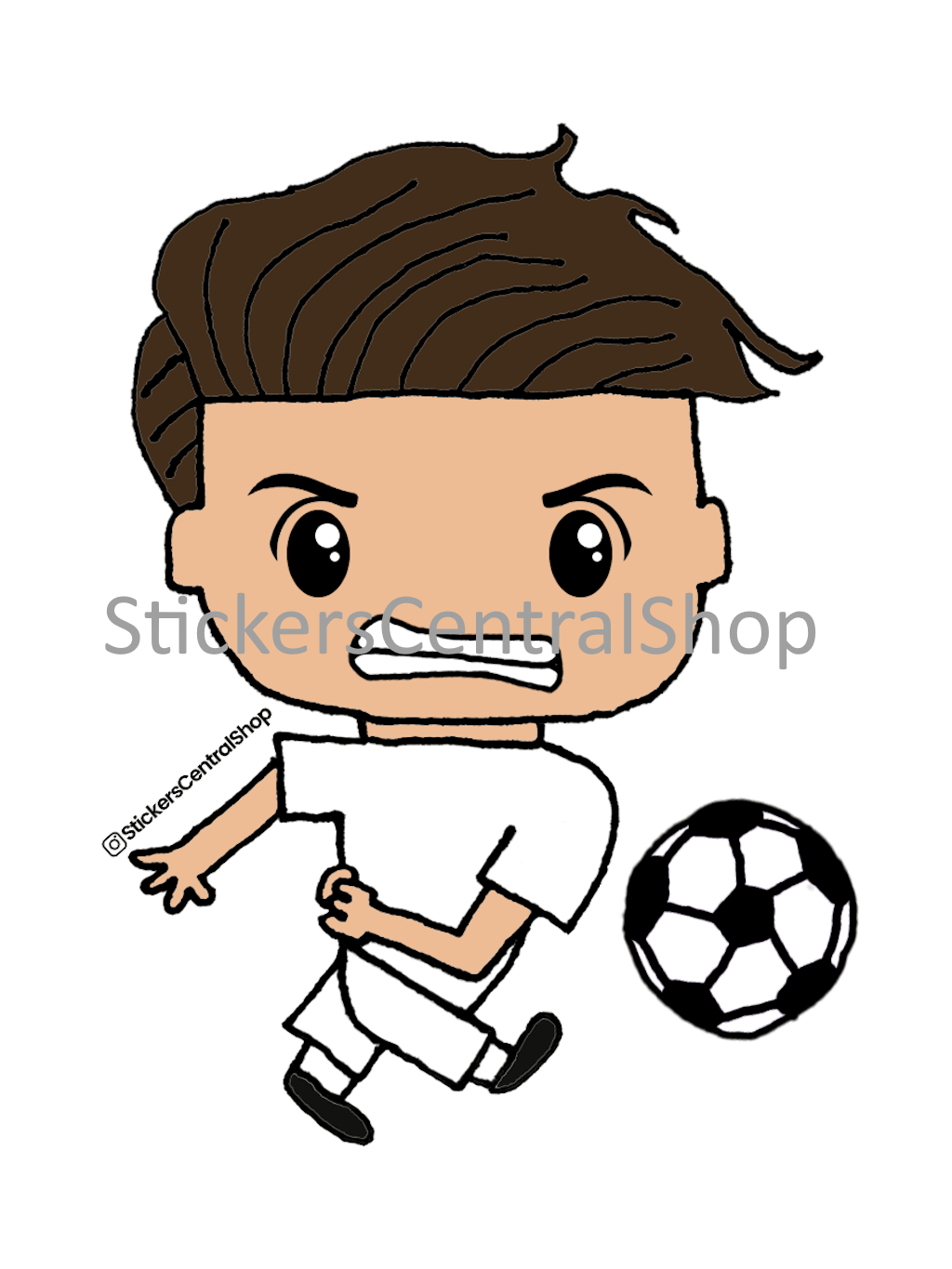 Real Madrid Shooting Soccer Player Sticker, white