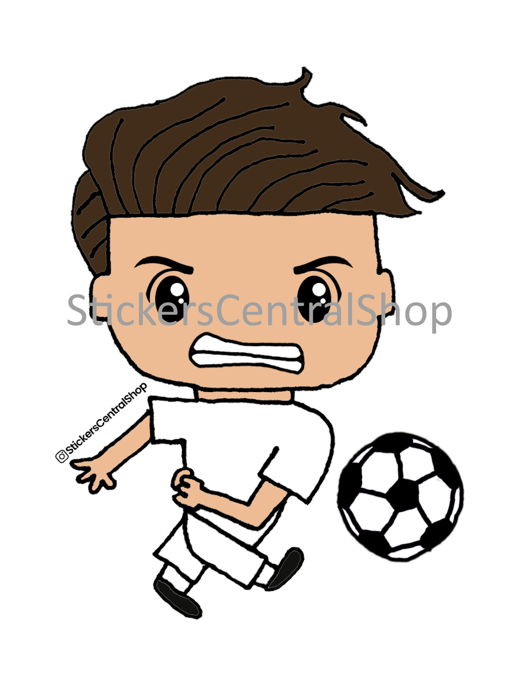 England Shooting Soccer Player Sticker, white