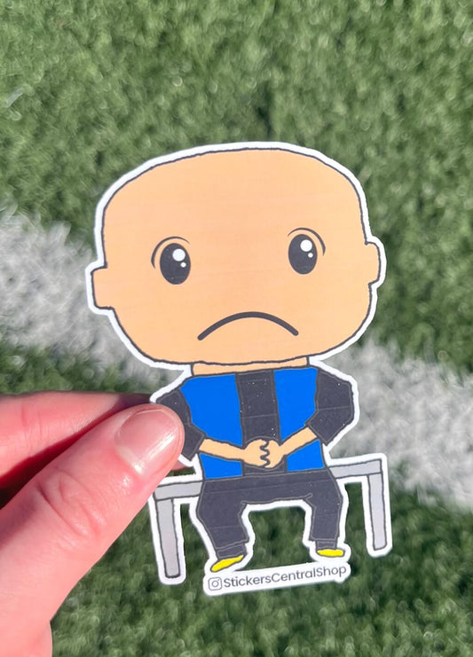 Inter Milan Benchwarmer Soccer Player Sticker, black with blue