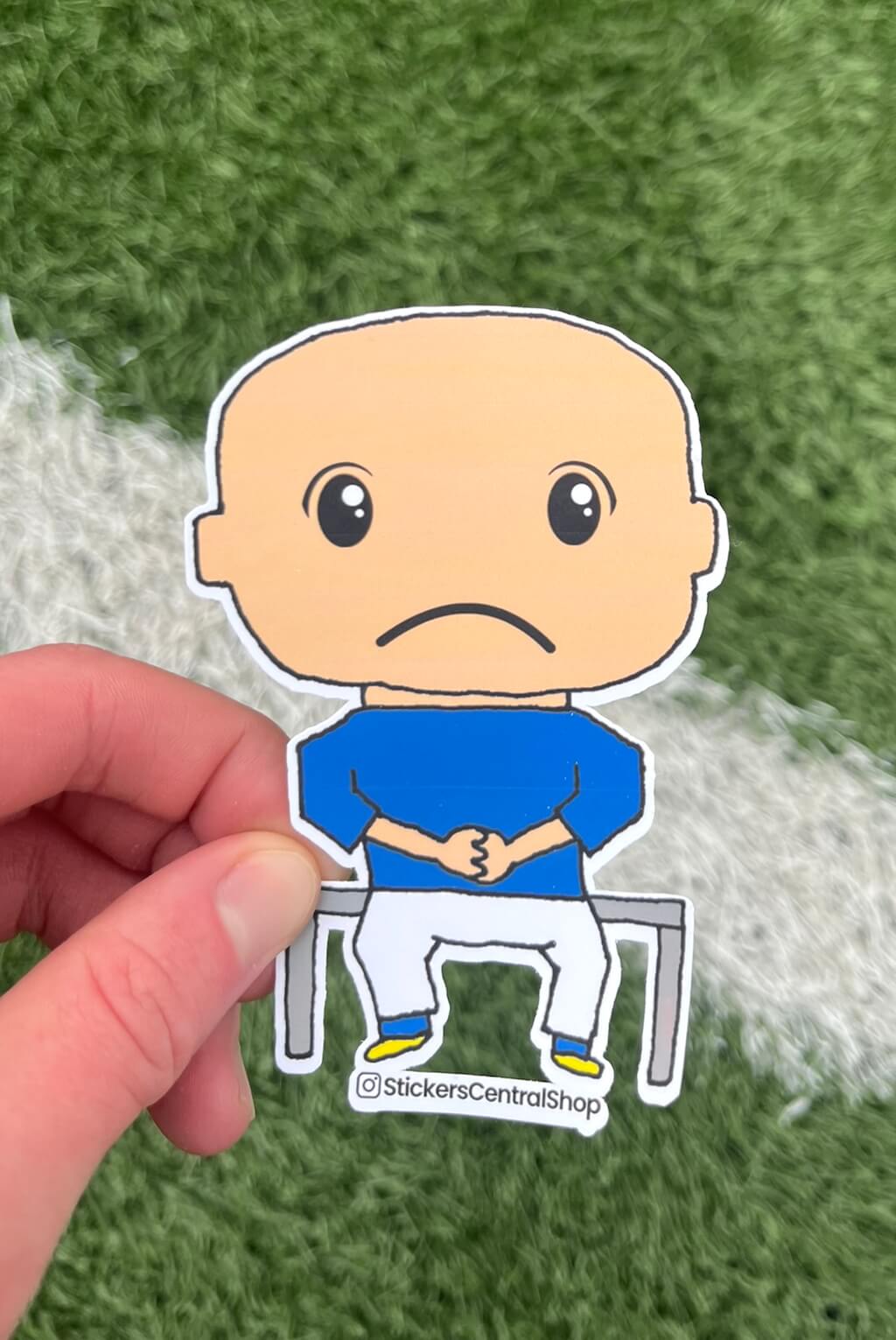 Italy Benchwarmer Soccer Player Sticker, blue and white