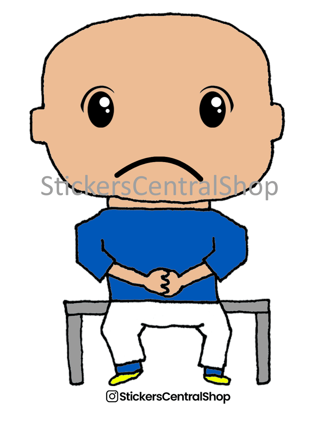 Italy Benchwarmer Soccer Player Sticker, blue and white