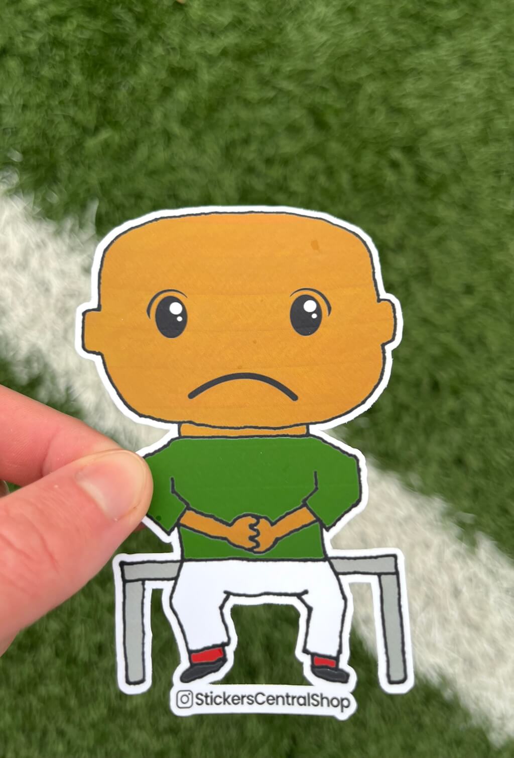 Benchwarmer Soccer Player Sticker, green and white