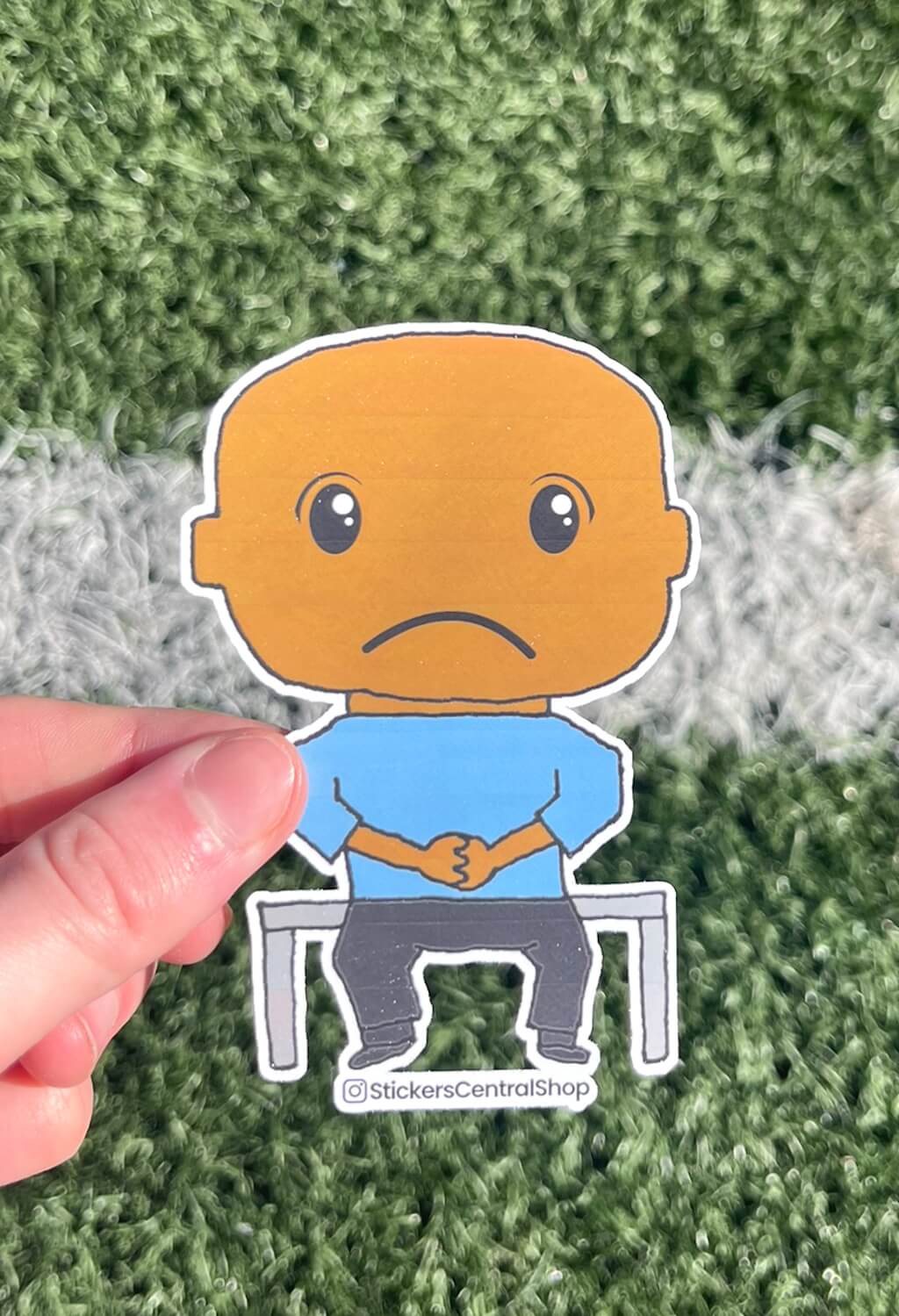 Uruguay Benchwarmer Soccer Player Sticker, light blue and black