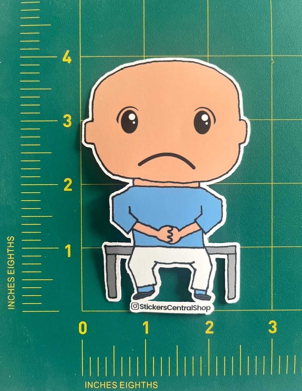 Benchwarmer Soccer Player Sticker,  light blue and white