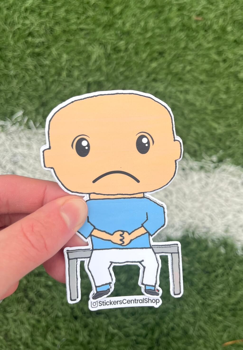 Benchwarmer Soccer Player Sticker,  light blue and white