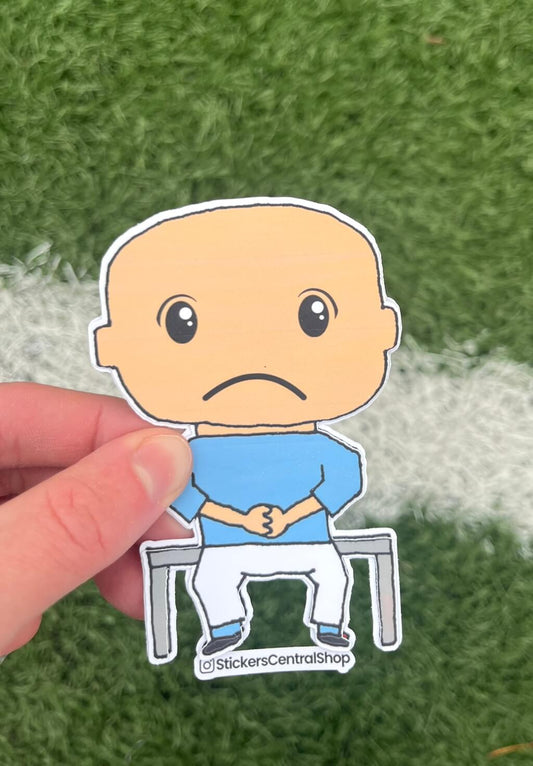 Benchwarmer Soccer Player Sticker,  light blue and white