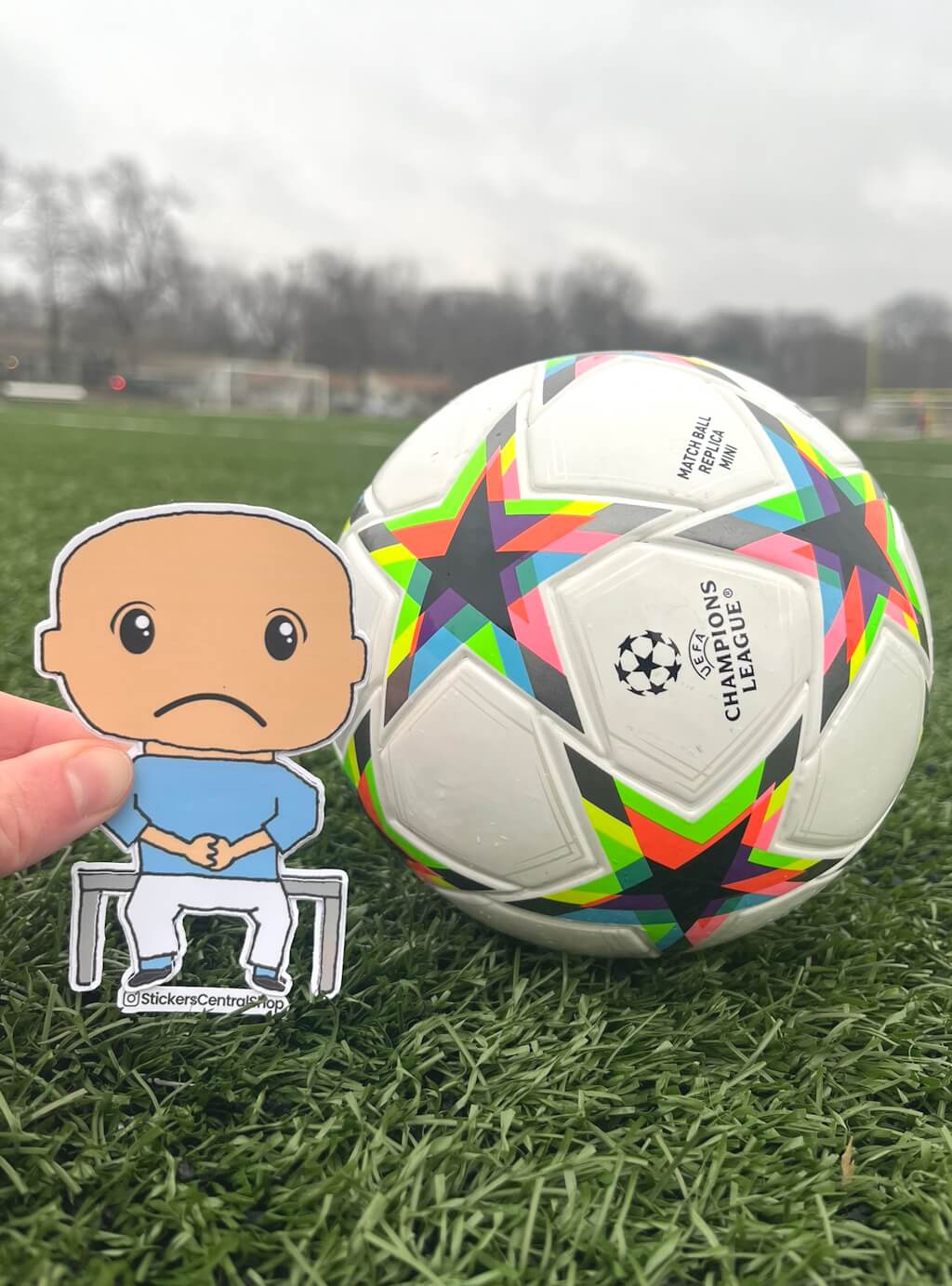 Benchwarmer Soccer Player Sticker,  light blue and white