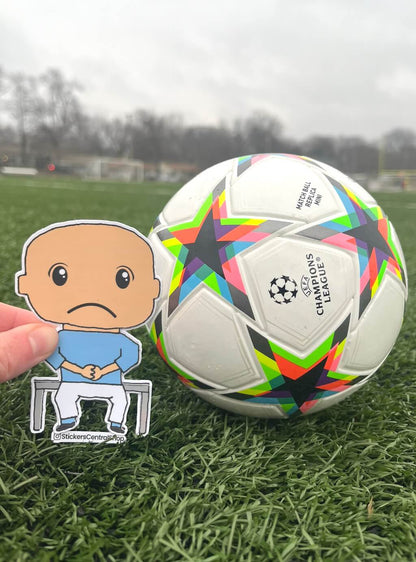 Benchwarmer Soccer Player Sticker,  light blue and white
