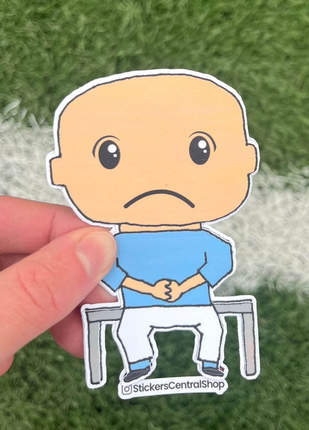 Manchester City Benchwarmer Soccer Player Sticker - light blue with white