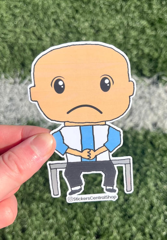 Argentina Benchwarmer Soccer Player Sticker, light blue and white