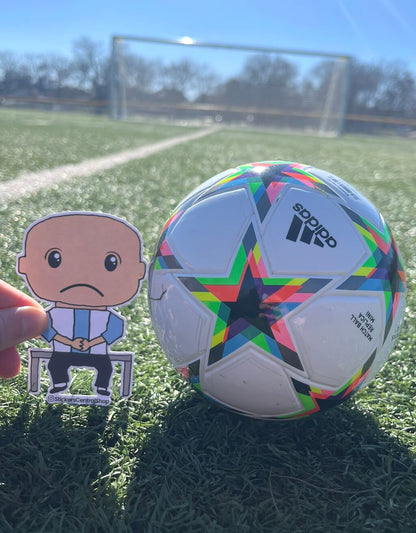 Argentina Benchwarmer Soccer Player Sticker, light blue and white