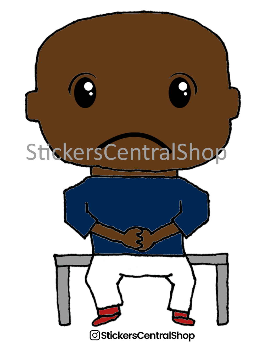 Benchwarmer Soccer Player Sticker, blue and white