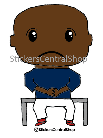 Benchwarmer Soccer Player Sticker, blue and white