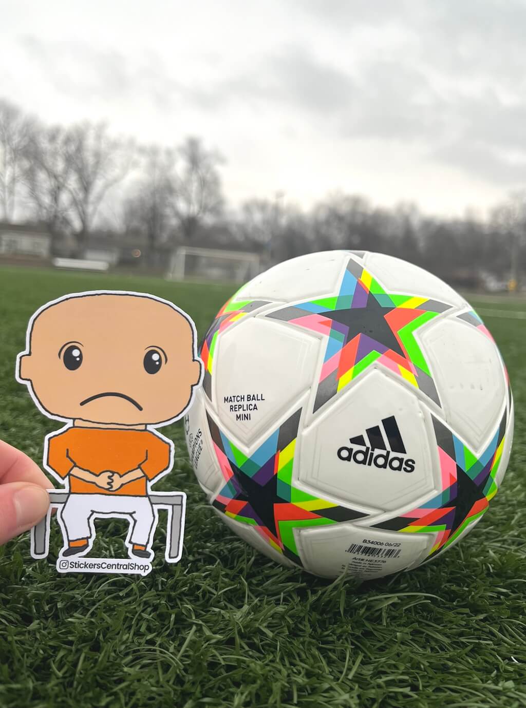 Benchwarmer Soccer Player Sticker, orange and white