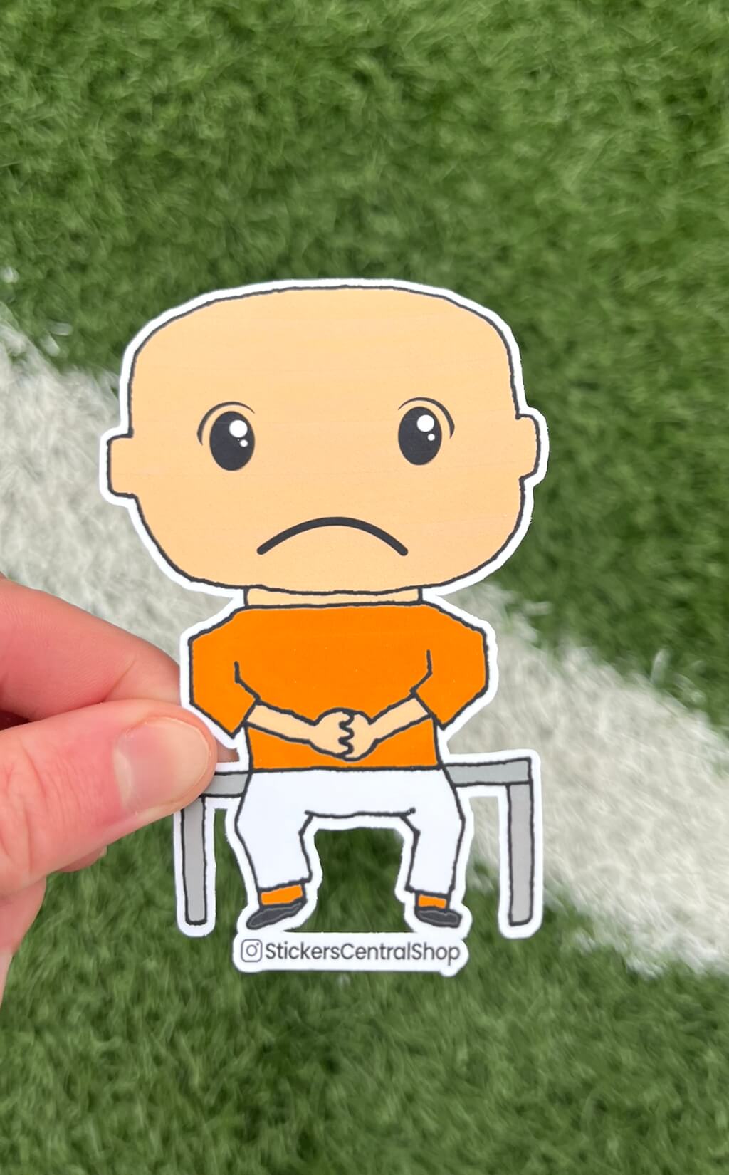 Benchwarmer Soccer Player Sticker, orange and white