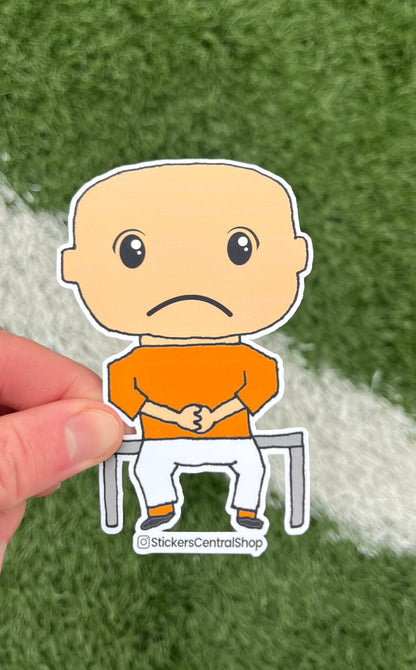 Benchwarmer Soccer Player Sticker, orange and white
