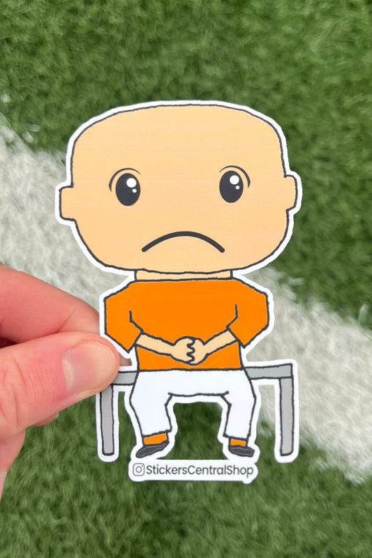 Netherlands Benchwarmer Soccer Player Sticker, orange and white