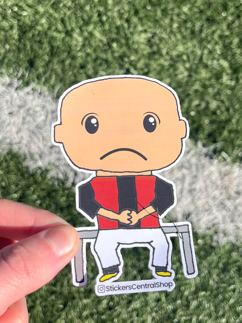 AC Milan Benchwarmer Soccer Player Sticker, red with white