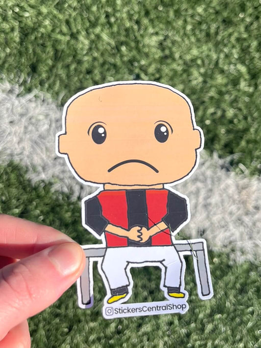 AC Milan Benchwarmer Soccer Player Sticker, red with white