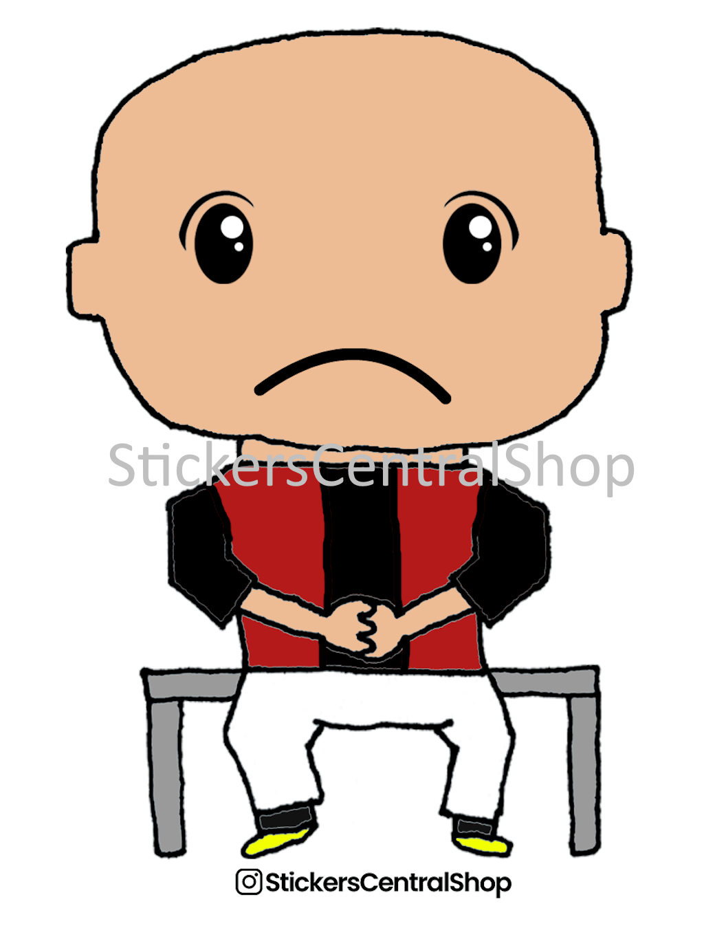 AC Milan Benchwarmer Soccer Player Sticker, red with white