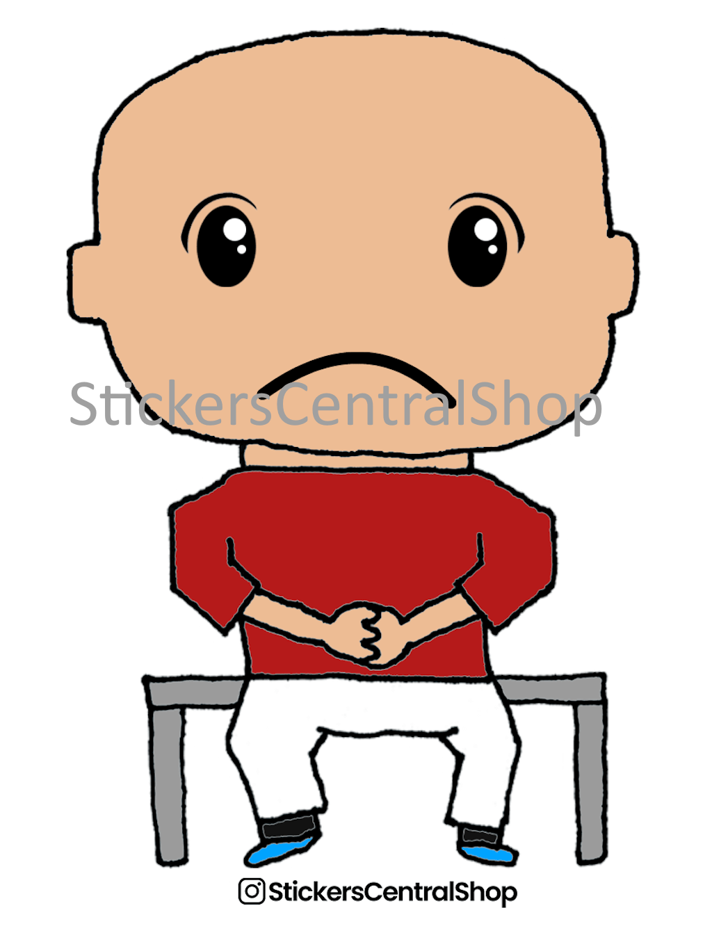 Benchwarmer Soccer Player Sticker, red and white