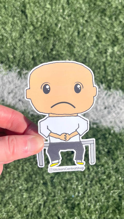 Benchwarmer Soccer Player Sticker, white and black