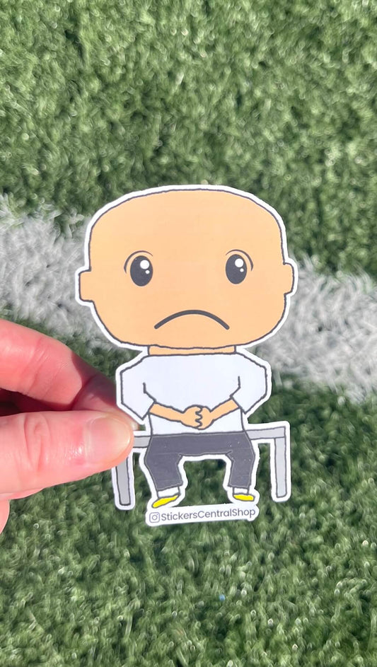 Benchwarmer Soccer Player Sticker, white and black