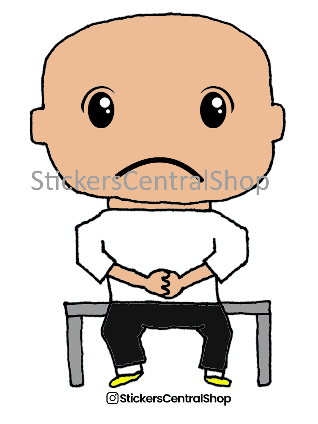 Benchwarmer Soccer Player Sticker, white and black
