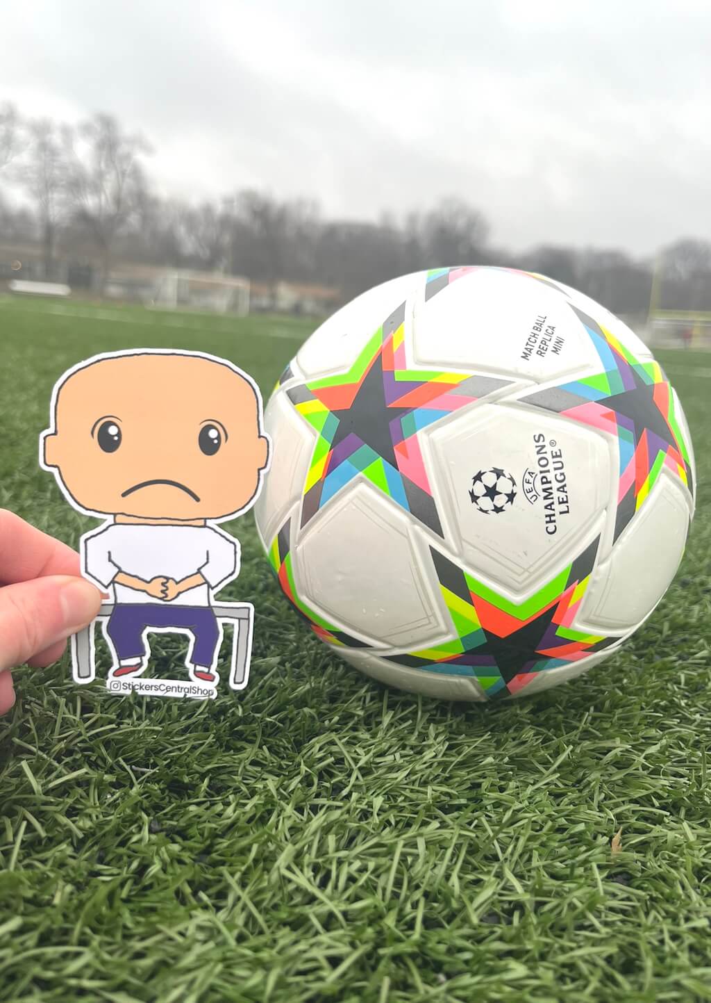 Benchwarmer Soccer Player Sticker, white and blue