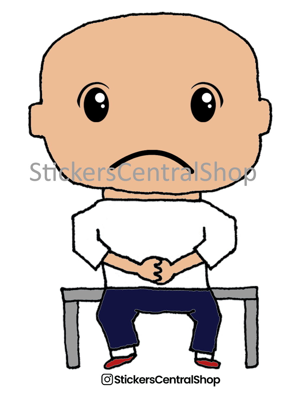 Benchwarmer Soccer Player Sticker, white and blue