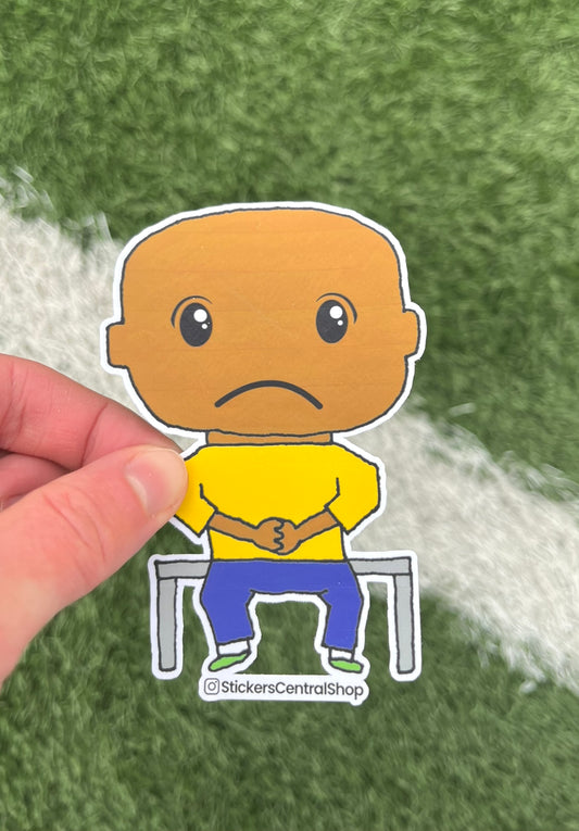 Benchwarmer Soccer Player Sticker,  yellow and blue