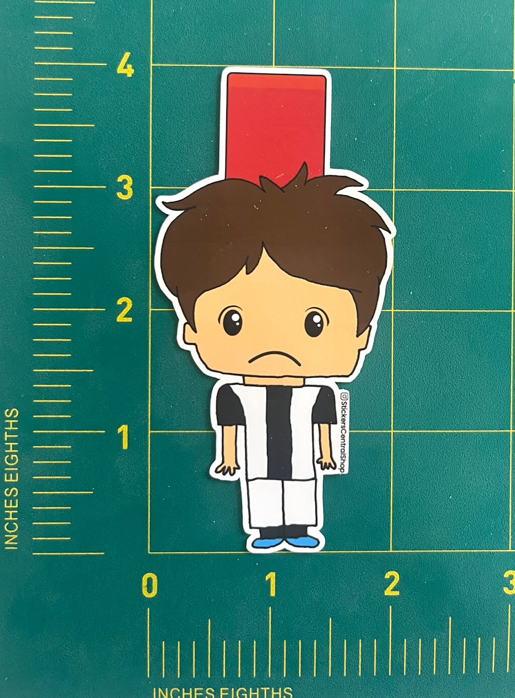 Juventus Red Card Soccer Player Sticker, black with white