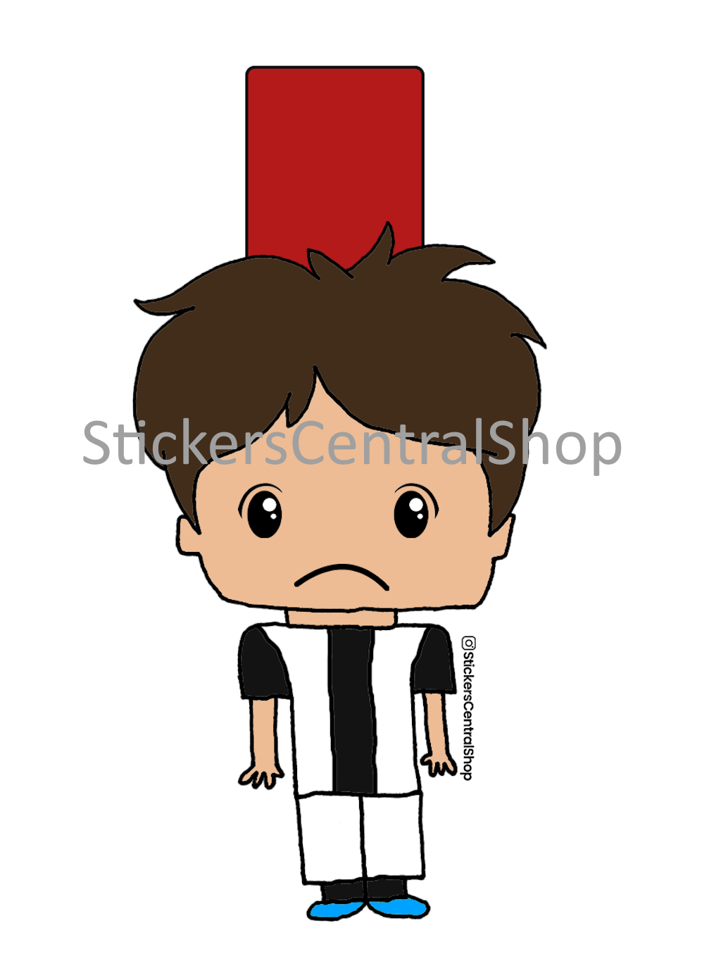 Juventus Red Card Soccer Player Sticker, black with white