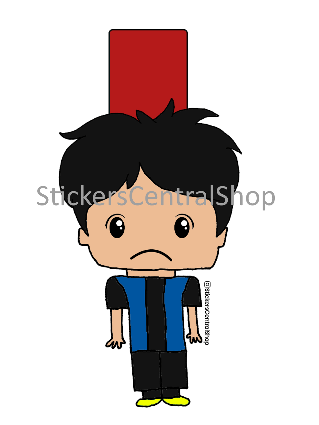 Inter Milan Red Card Soccer Player Sticker, blue with black