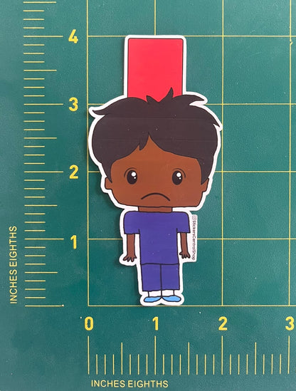 Red Card Soccer Player Sticker, blue