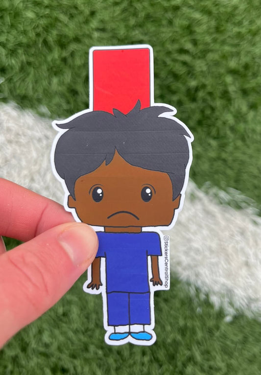 Chelsea Red Card Soccer Player Sticker, blue