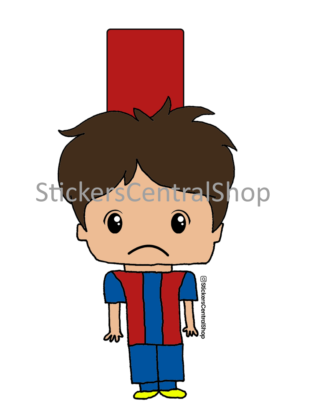 Barcelona Red Card Soccer Player Sticker, blue with red